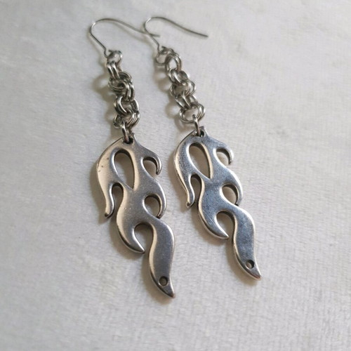 Flame Earrings silver plated, stainless steel, used