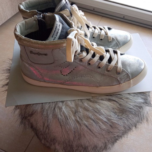 Pepe Jeans silver metallic athletic boots used, size 40