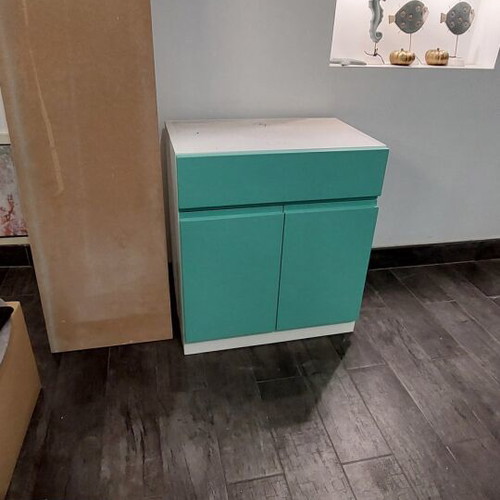 Cabinet with Drawer and Double Doors turquoise like new