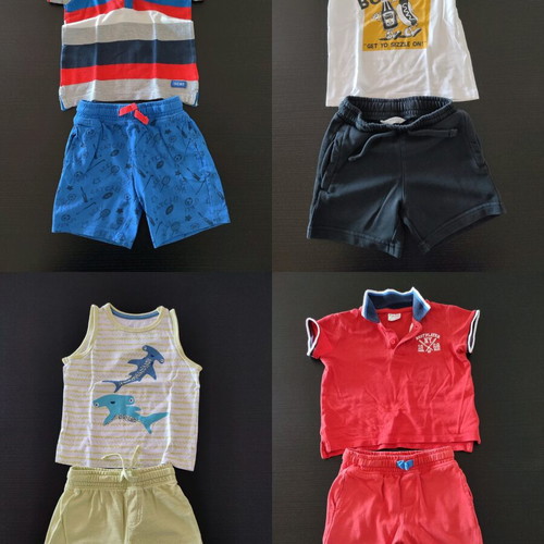 Summer sets for boys 2-3 years like new, cotton, pack of 4 with 3 Mothercare t-shirts gift