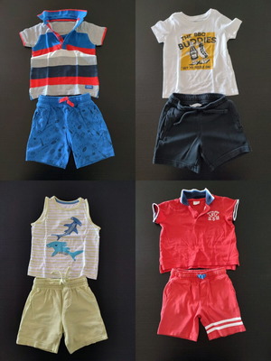 Summer sets for boys 2-3 years like new, cotton, pack of 4 with 3 Mothercare t-shirts gift