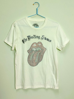 Rolling Stones T-shirt new with strass and glitter, cream color