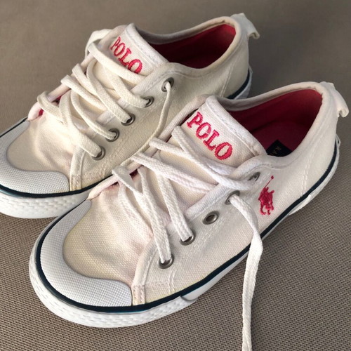 Ralph Lauren girls' shoes size 27.5 like new, white-pink sneakers