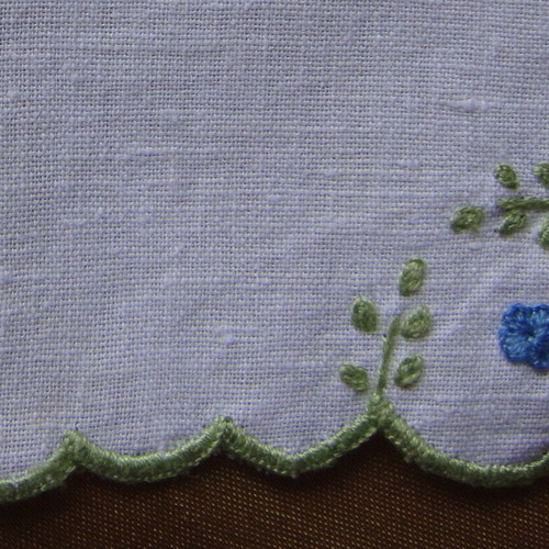 Vintage ‘90s Summer Mood linen embroidery set new with 6 napkins