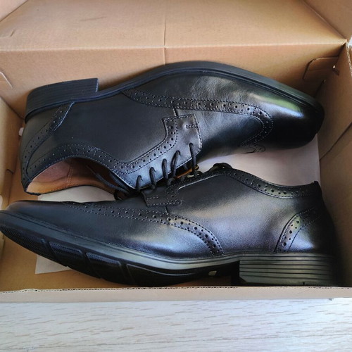Clarks Brogue Oxford Leather Shoes Size 45 Like New Black