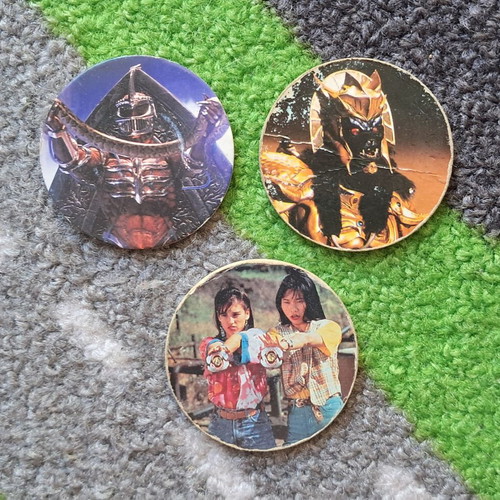Saban Power Rangers Slammer 1996 caps used, set of 3