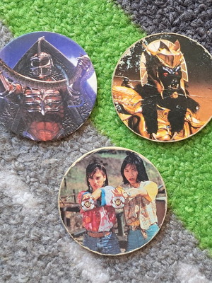 Saban Power Rangers Slammer 1996 caps used, set of 3