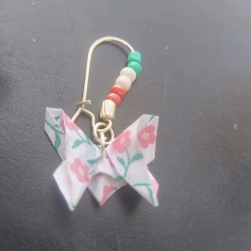 Handmade earrings with origami butterfly like new, red and turquoise