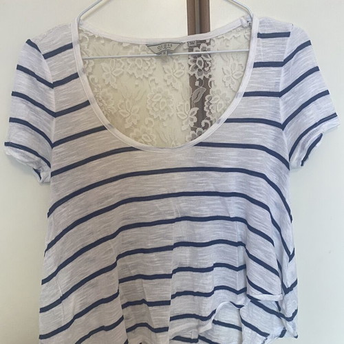 Guess striped blouse with lace back, like new, cotton, size S