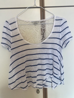 Guess striped blouse with lace back, like new, cotton, size S