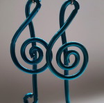 Blue treble clef dangling earrings