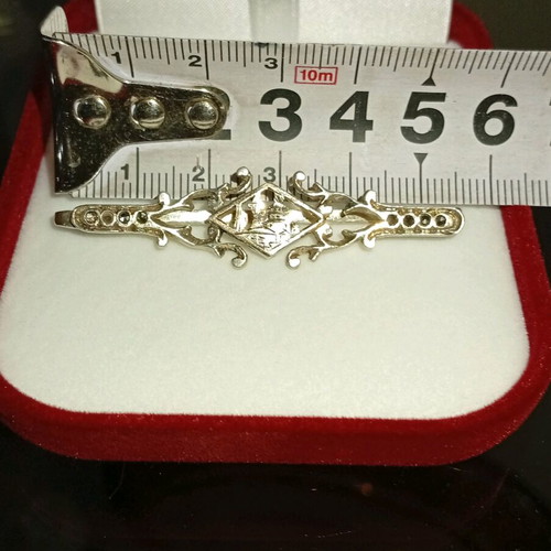 Tie clip silver 925 and 9K gold plated used with filigree design and marcasite stones