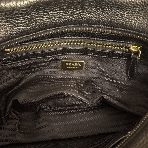 Prada Bowling Leather Handbag Bronze Gold Silver Like New