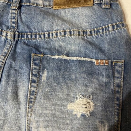 Mini denim skirt like new, blue, size S with buttons and distressed style
