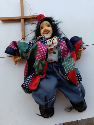 Clown Marionette vintage large size with wooden control cross