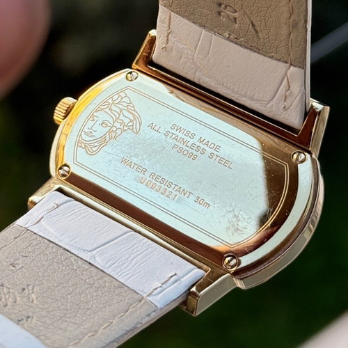 Versace Ladies Watch Used Gold Plated Steel With Mother Of Pearl Dial