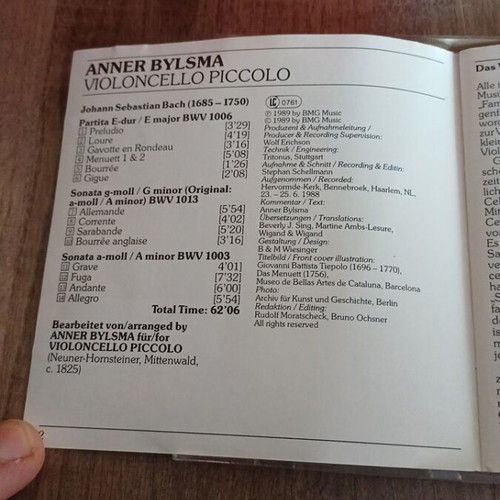 Bach Cello Works CD Anner Bylsma like new
