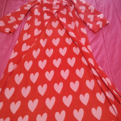 Blanket with hands used, individual, red pink color