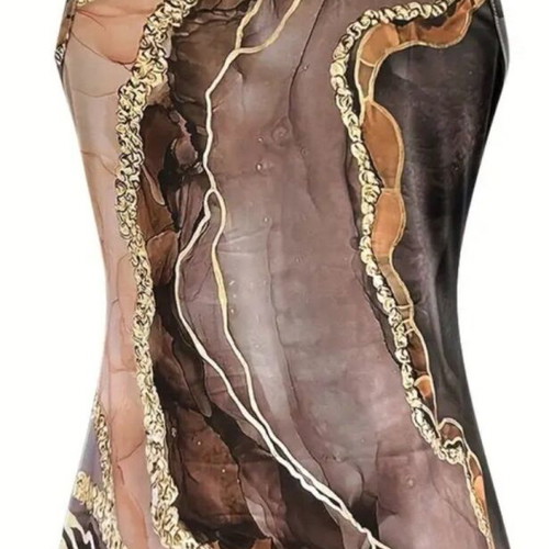 Women's sleeveless top with marble print, summer fashion
