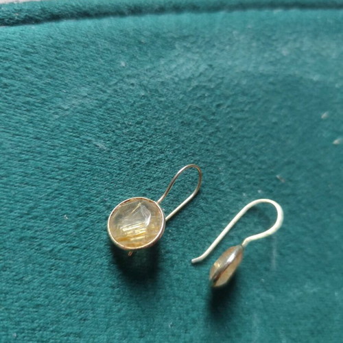Silver gold-plated earrings with semi-precious stones like new