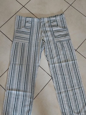 Women's airy pants used, size L, white and green