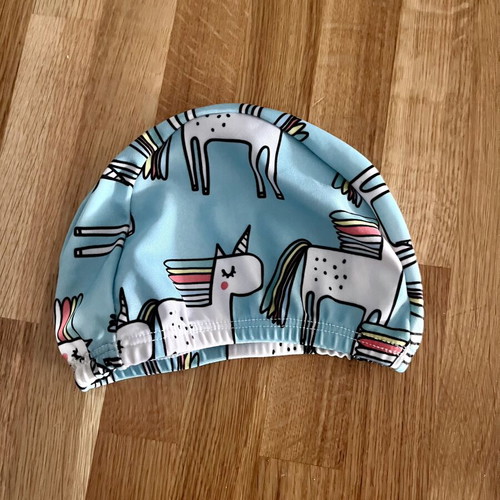 Badu Kids Swimming Cap Blue With Unicorns New