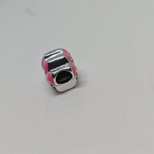 Silver Charm S925 Dog Paw with Pink Enamel and Zirconia like new