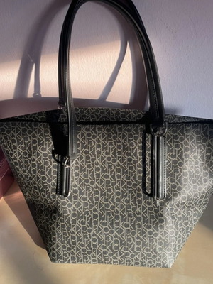 Calvin Klein shoulder and handbag, dark blue with beige logo