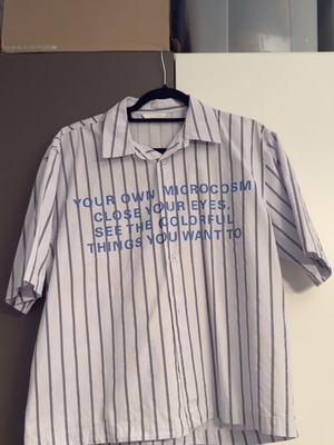 Ανδρικό πουκάμισο Zara μέγεθος medium, ριγέ, γκρι και μπλε