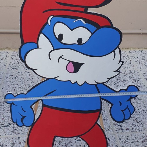 Handmade baptism decoration with Smurfs theme, 6 pieces