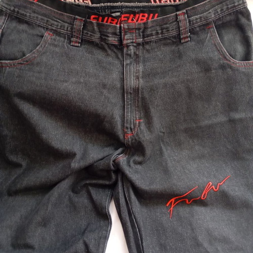 FUBU vintage streetwear jeans black denim used, 3XL