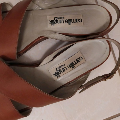 Camille leather women's sandals used, size 37, brown