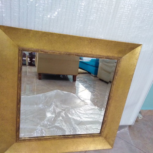 Mirror with matte gold frame 80x80 used, bijou crystal