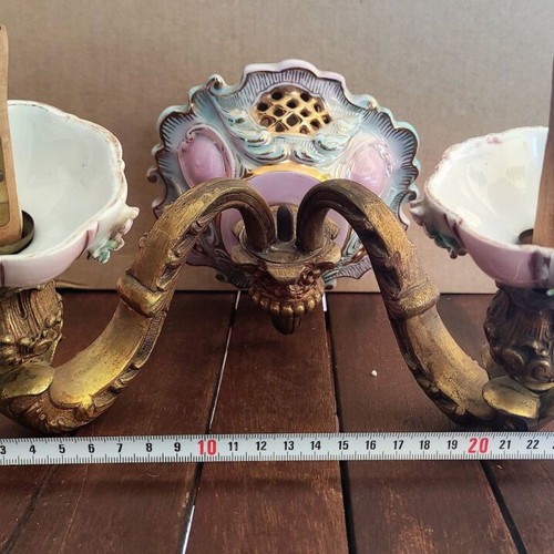 Vintage wall light applique used, porcelain