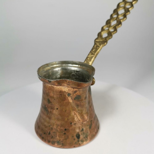 Copper Greek coffee pot used with vintage bronze handle