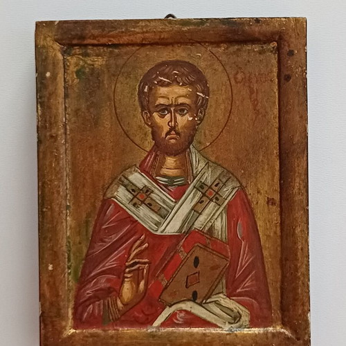 Old Handmade Saint Eleftherios Icon 10x8 cm