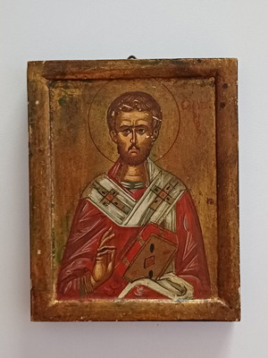 Old Handmade Saint Eleftherios Icon 10x8 cm