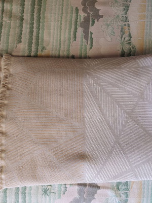 Two sofa throws used, double-sided cotton 80%, beige and light blue
