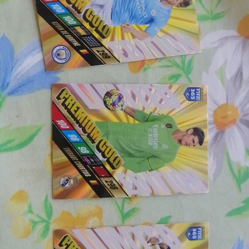 Premium Gold football stickers like new Neymar Jr, De Bruyne, Courtois
