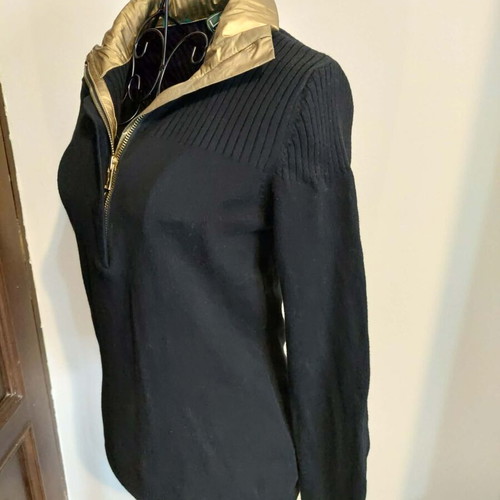 Ralph Lauren knitted men's quarter zip up pullover Small like new, black and gold