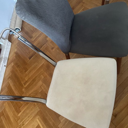 Dining chairs used, pack of 6, ecru and gray