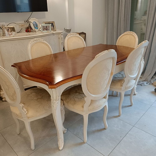 Solid wood dining set with 6 chairs