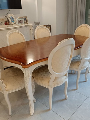 Solid wood dining set with 6 chairs