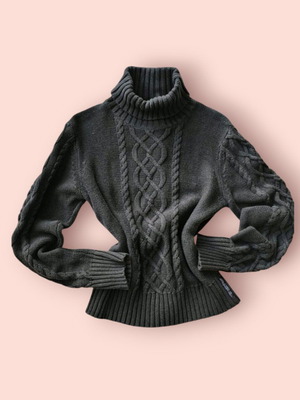 Marc O'Polo turtleneck sweater used, 100% cotton, size L, black-gray