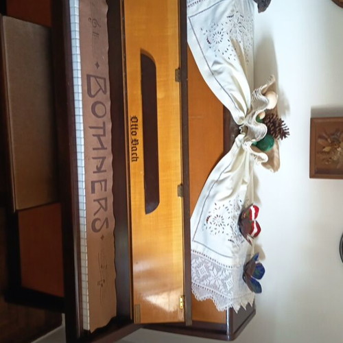Otto Bach upright acoustic piano used, classic wood finish