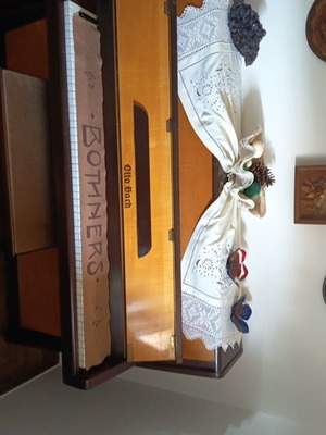 Otto Bach upright acoustic piano used, classic wood finish