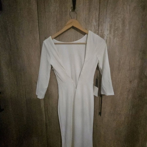 White dress with open back, new, size M