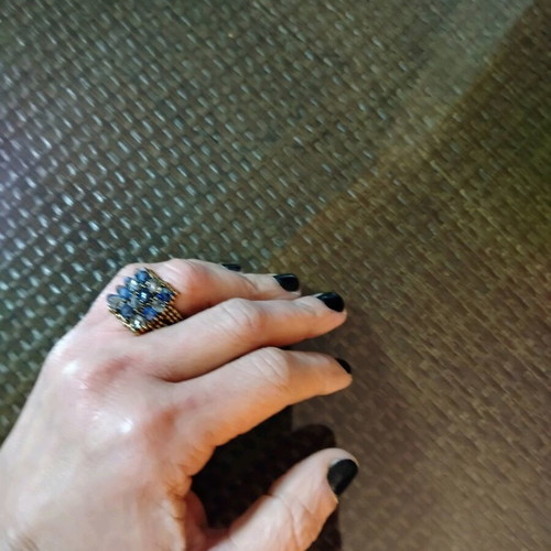 Beaded ring new, blue