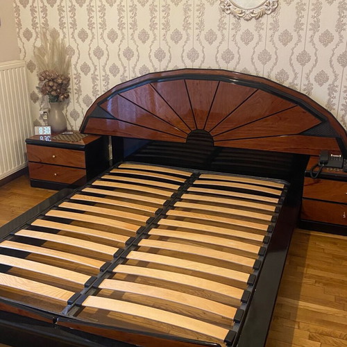 Bedroom set with bed, 2 nightstands, dresser, mirror and vanity, cherry wood