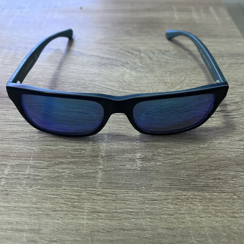 Emporio Armani sunglasses used, black and turquoise with blue mirrored lenses